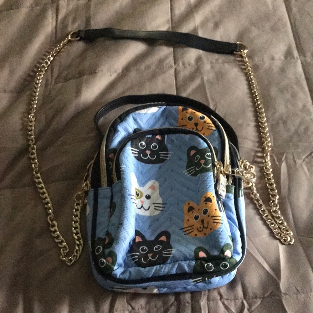 Cat Print Crossbody/Mini Backpack